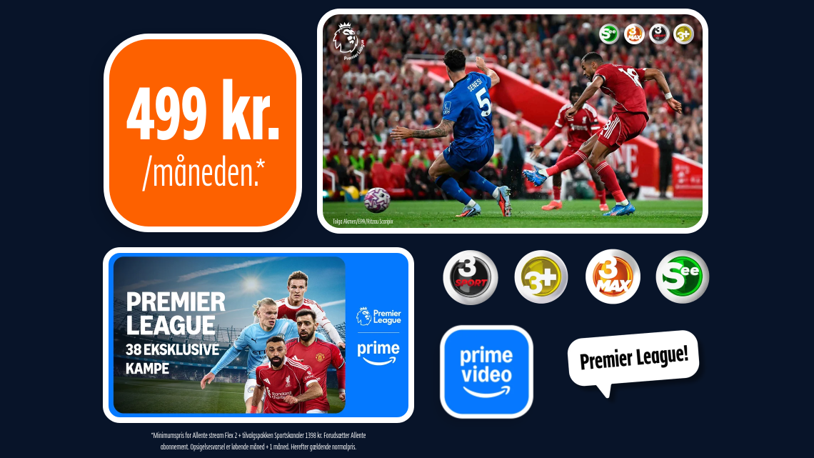 Allente, Flex 2 + Sportskanaler, Premier League, 499kr md