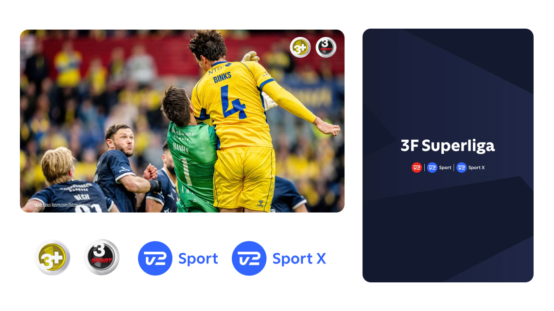 Allente, 3F Superliga, Viaplay TV3+ TV3 Sport, TV 2 Sport TV 2 Sport X
